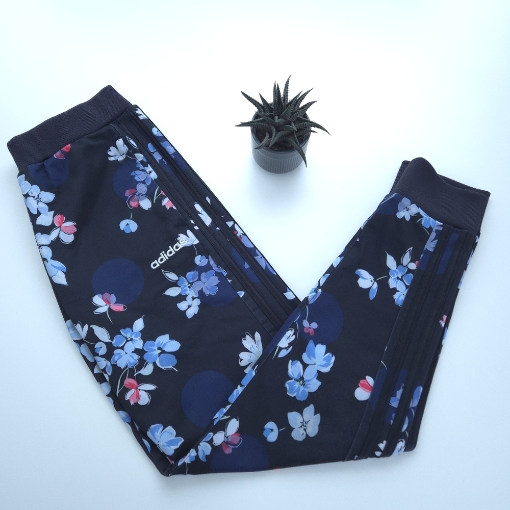 Adidas Girls Floral Printed Tricot Joggers size M (10/12)